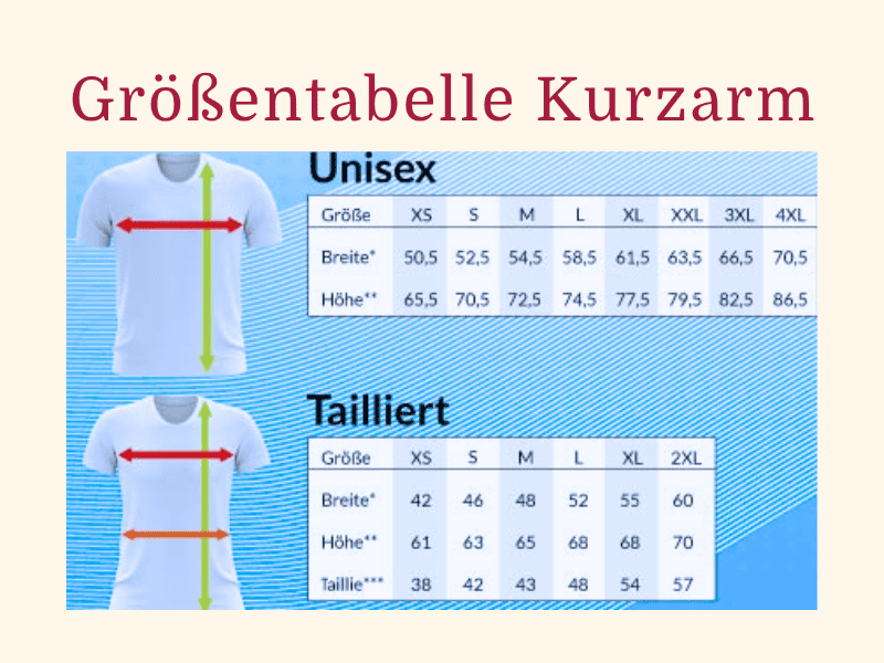 Laufshirt Pilatesstudio Edition Größentabelle Kurzarm
